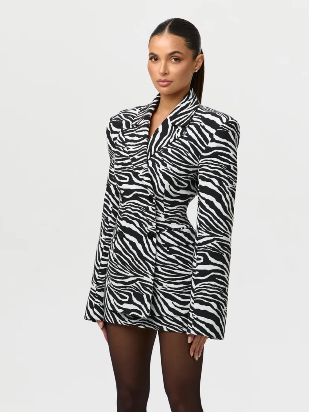 Naked Wardrobe Suiting Zebra Animal Print Jacquard Blazer Dress Jacket Small NEW - Picture 3 of 13